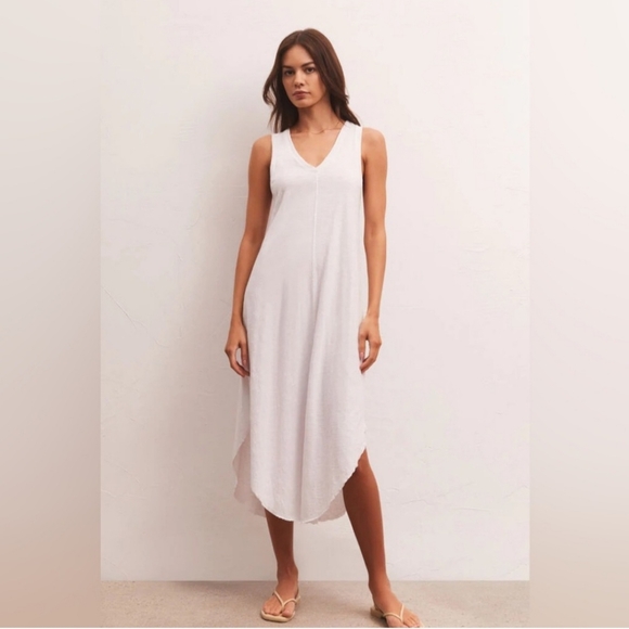 Z Supply Dresses & Skirts - NWT Z Supply Cotton Reverie Slub Midi Dress Blue Wave Summer Coastal Boho Large